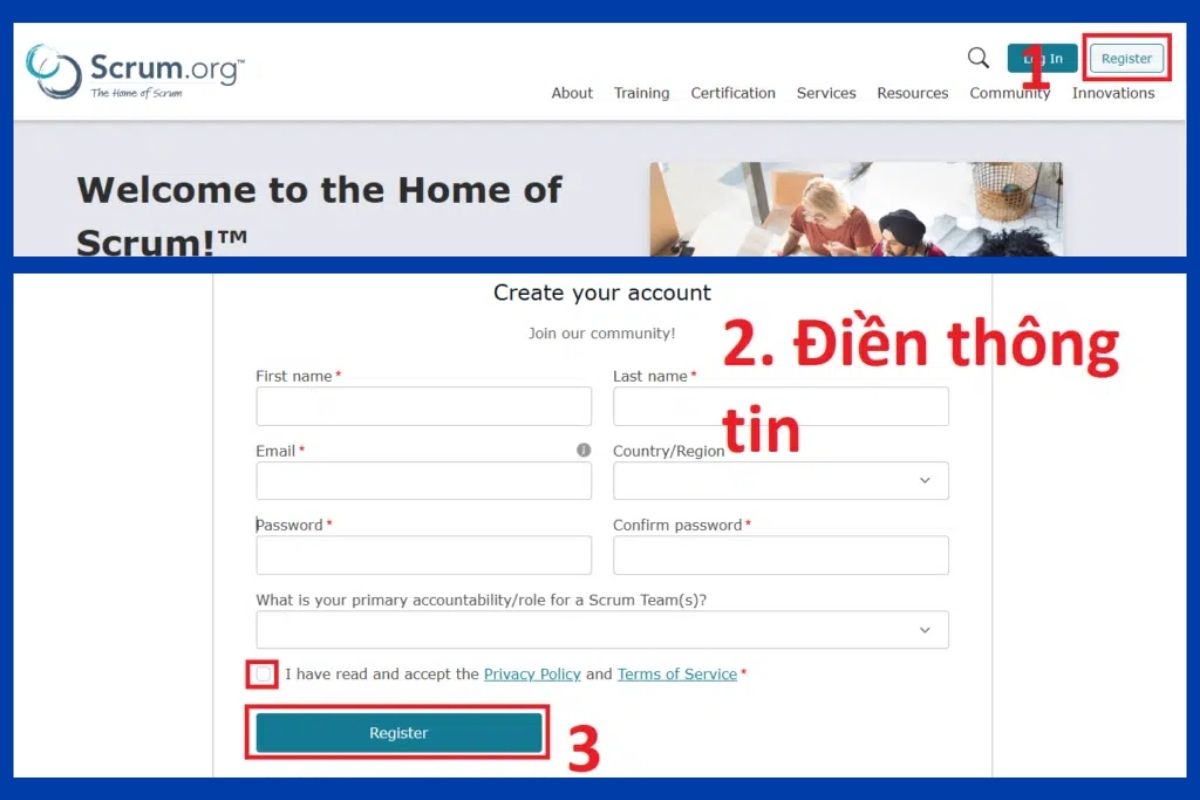 Đăng ký tài khoản Scrumorg